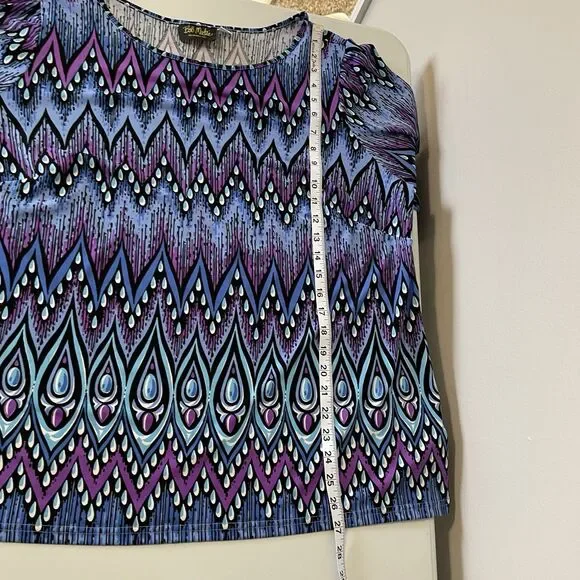 Bob Mackie Wearable Art Long Sleeve Knit Tunic Top 1X Artsy Bell Sleeve - Picture 8 of 10